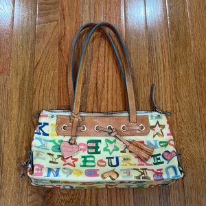 Dooney & Bourke Coated Rainbow Doodle Graffiti Handbag Purse Tote